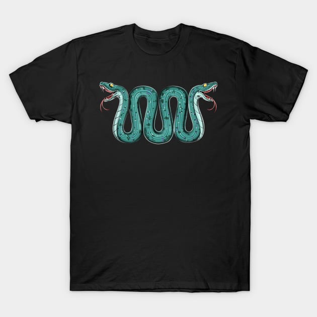 Aztec Double-Headed Serpent T-Shirt by underheaven